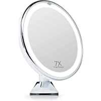 Fancii Espejo de Maquillaje con Luz LED Naturales y Aumento de 7X- Espejo Ventosa con 360 Rotación- 20 cm de Ancho…